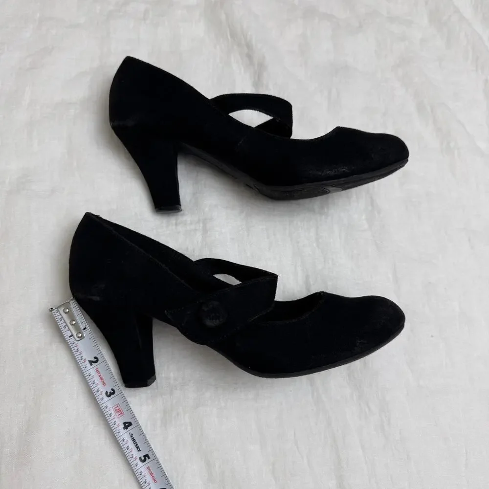 Vintage Y2K Black Faux Leather American Eagle Mary Jane Chunky Heels Size 7.5